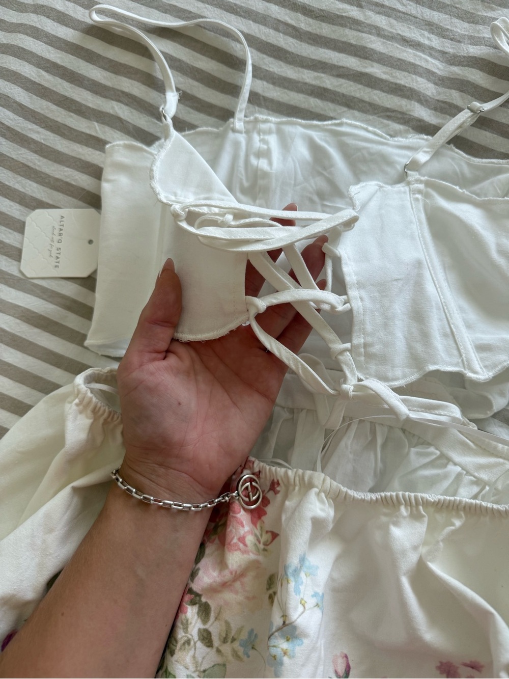 Altar'd State White Floral Spaghetti-Strap Dress - Picture 4 of 6